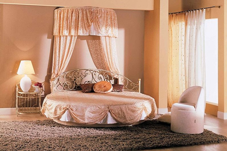 Kulatá postel v ložnici v různých stylech - Provence