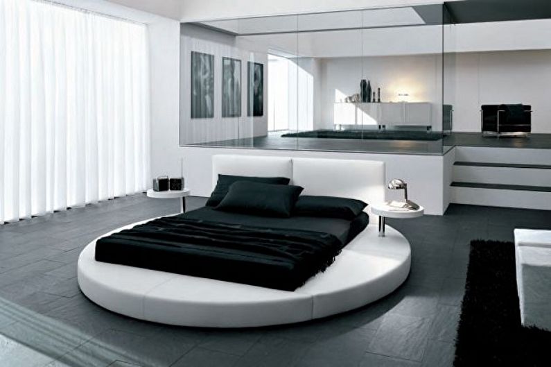 Druhy kulatých postelí v ložnici - Kulatá postel „minimalismus“