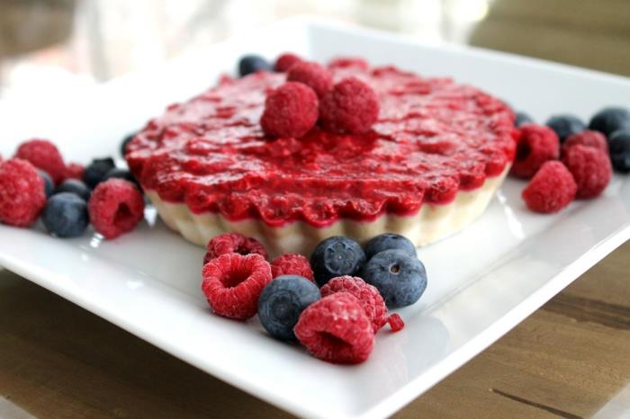 cheesecake sans croûte purée de fruits framboises myrtilles