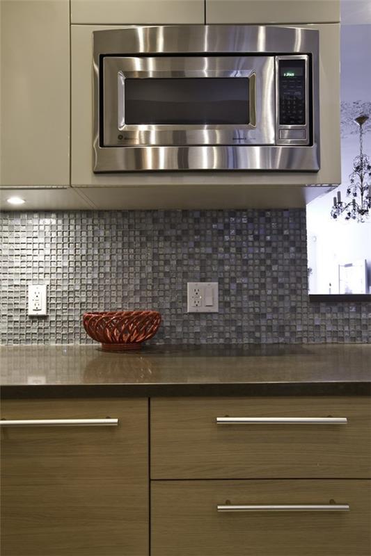idee mur fond cuisine mosaique nuances brunes