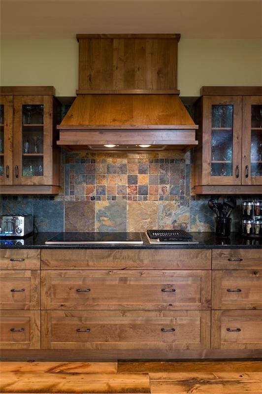 idées de mur arrière de cuisine rustique et confortable