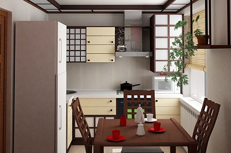 مطبخ صغير على الطريقة اليابانية - تصميم داخلي