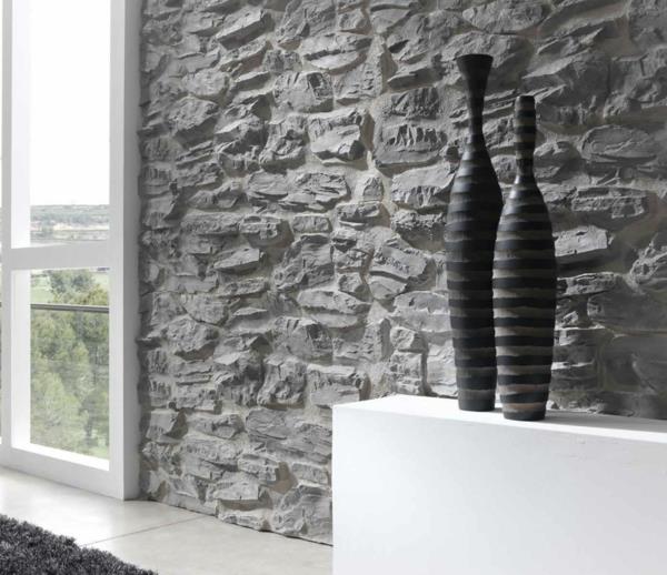 revêtement mural en pierre artificielle vases gris clair