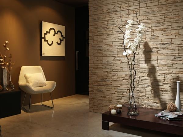 conception de mur de pierre artificielle orchidées blanches calcaires