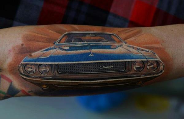 artistiquement meilleurs modèles tatouage voiture bleu