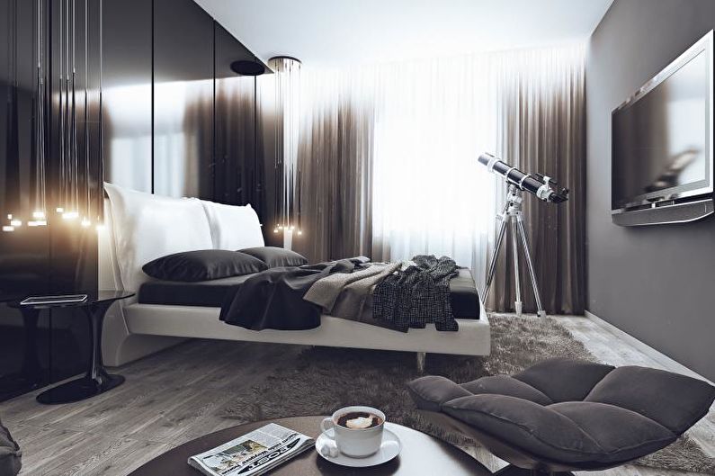 Schlafzimmer - Apartment-Design im High-Tech-Stil