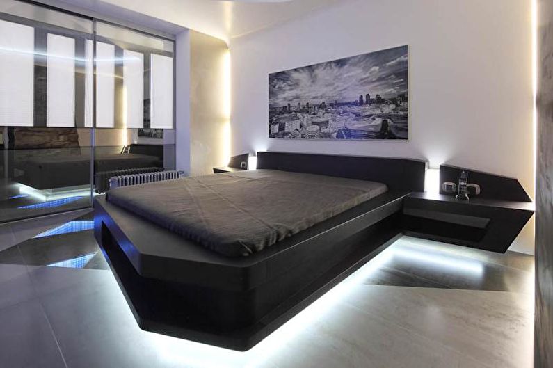 Schlafzimmer - Apartment-Design im High-Tech-Stil