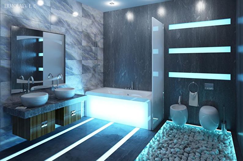 Badezimmer - Apartment-Design im High-Tech-Stil