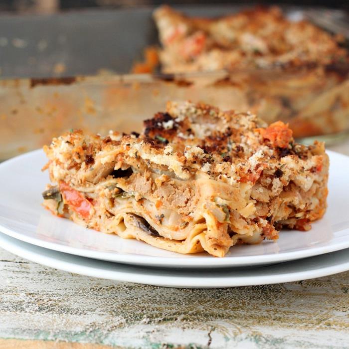 Przepis na lasagne wegańskie grzyby chipotle