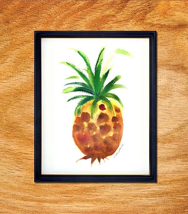 pyszne pomysły na wystrój ananas w akwareli