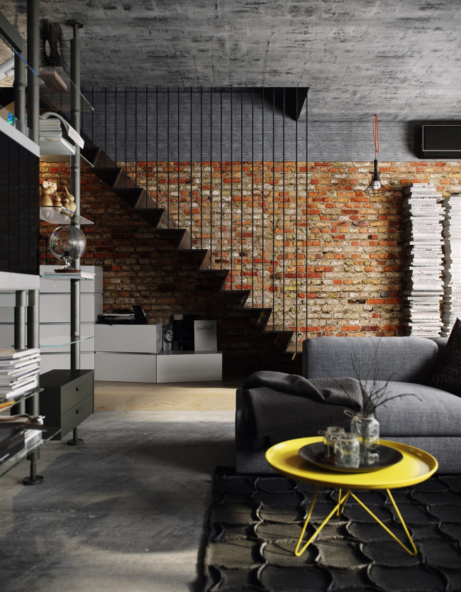 Metalltreppe im Loft-Stil