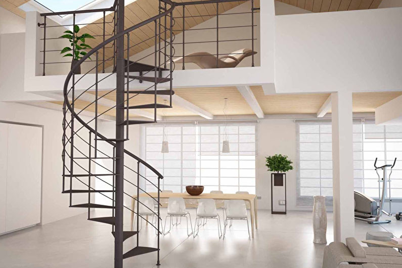 Metalltreppe in den zweiten Stock