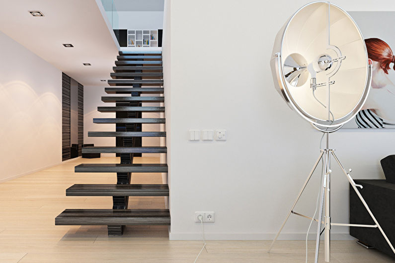 Стълби към втория етаж в стила на минимализма