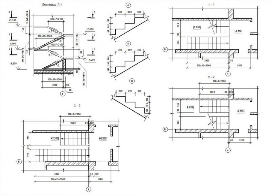 Treppe zum zweiten und dritten Stock