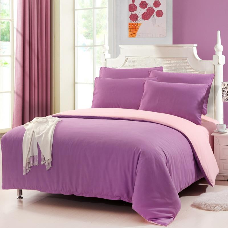 linge de lit violet drap de lit bicolore rose