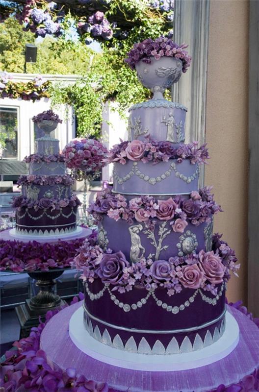 fioletowe pomysły na tort weselny atrakcyjne