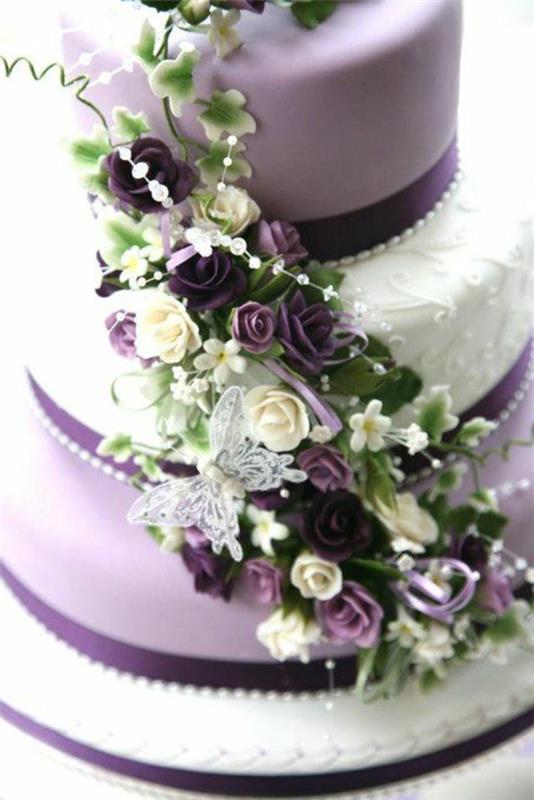 fioletowe fioletowe niuanse pomysły na tort weselny szczegóły