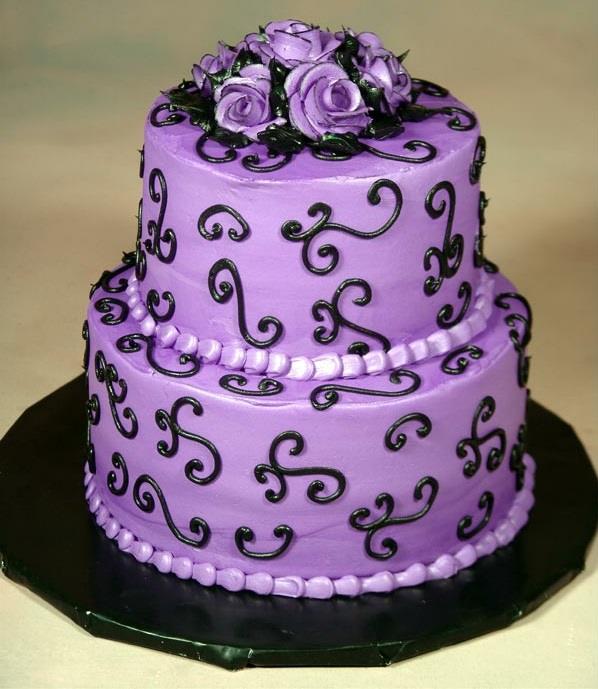 Couleurs violettes idées de gâteau de mariage pièces délicieuses