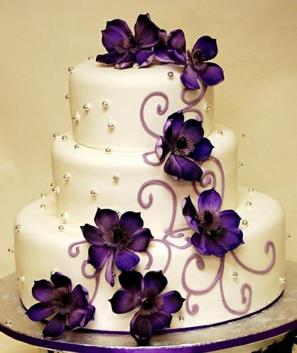 fioletowe pomysły na tort weselny słodkie