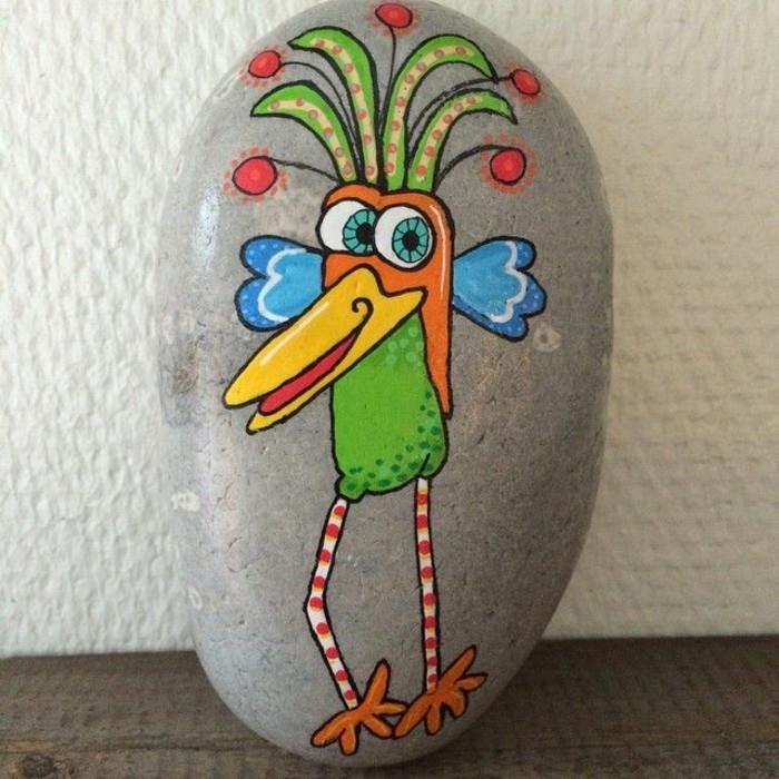 zabawny ptak kolorowe kolory malują kamienie