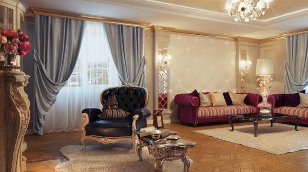 pomysły na luksusowe umeblowanie sofy w kolorze bordowym z pasiastą tapicerką