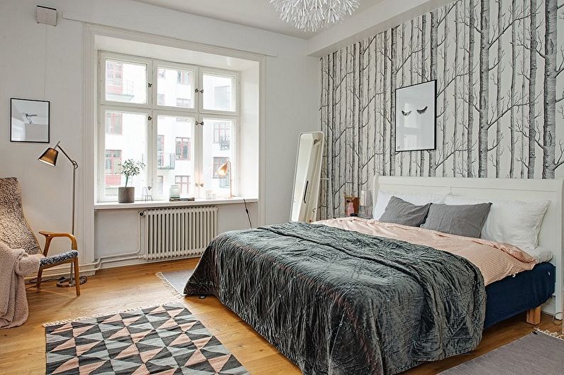 Kleines skandinavisches Schlafzimmer - Innenarchitektur