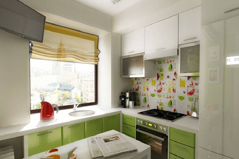 Функционалност на малка ъглова кухня - Перваза на прозореца като част от кухненски комплект