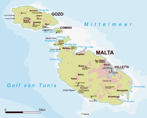 carte géographique de vacances de malte