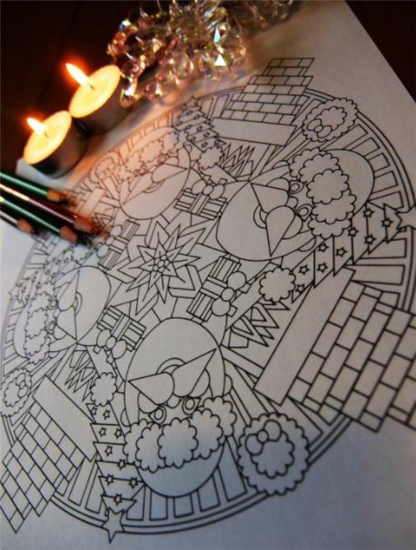 mandala pour noël coloriages table de travail de noël