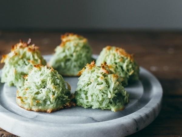 makaroniki kokosowe matcha