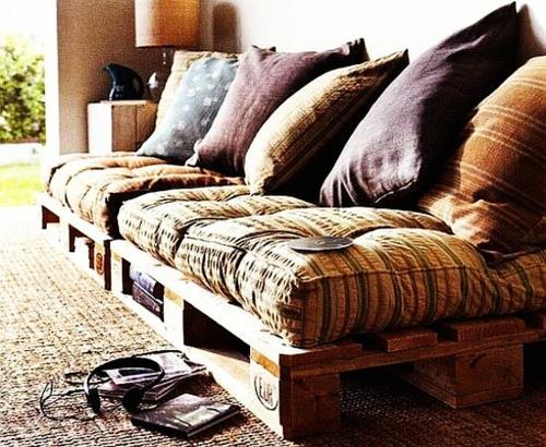meubles palettes en bois canapé coussins