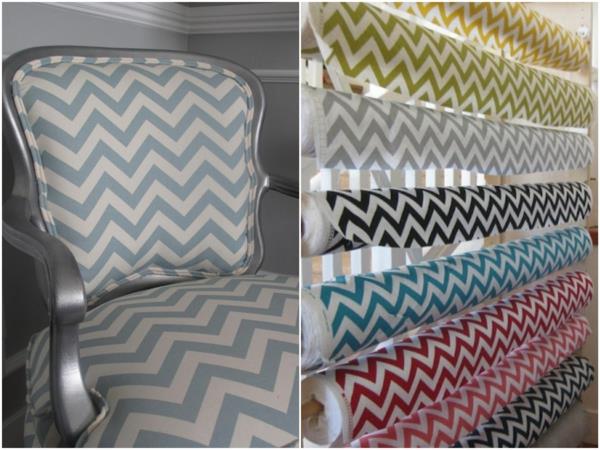 tissus d'ameublement dessins colorés motif chevron chaise rembourrée rembourrer de vieux meubles