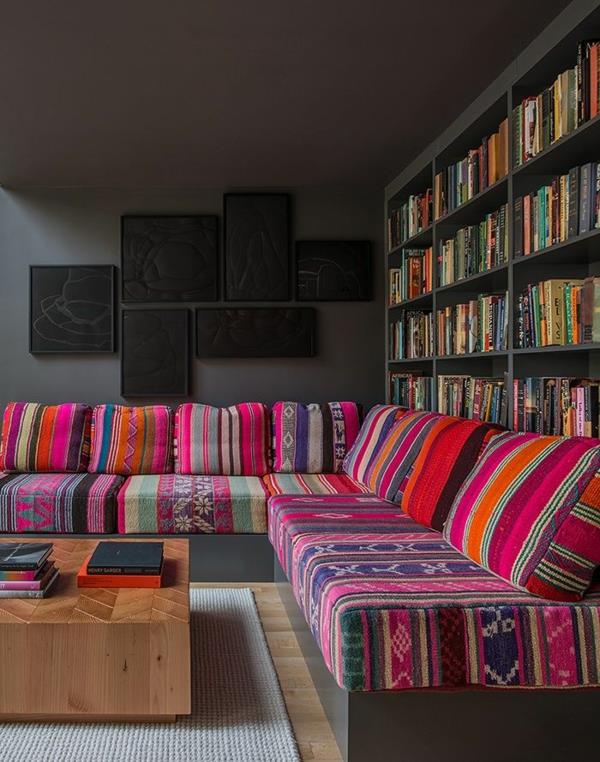 tissus d'ameublement dessins colorés canapé de salon hétéroclite