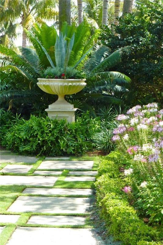 fontaine de jardin inhabituelle de conception de jardin méditerranéen et belle allée de jardin
