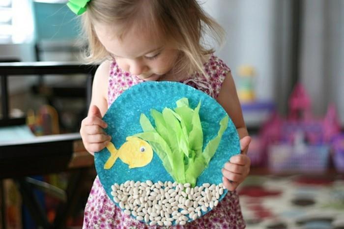 monde de la mer bricoler avec de petits enfants poisson algues haricots assiette en carton idées de bricolage