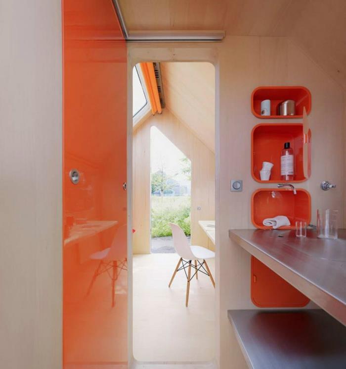 minimalizm architektura łazienki wbudowane przegrody