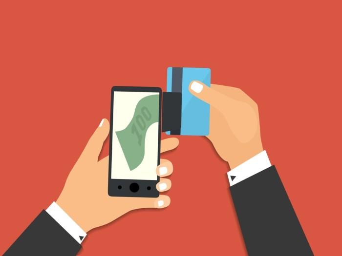 payer avec un téléphone portable illustration du titre illu commande future argent virtuel banque mobile2