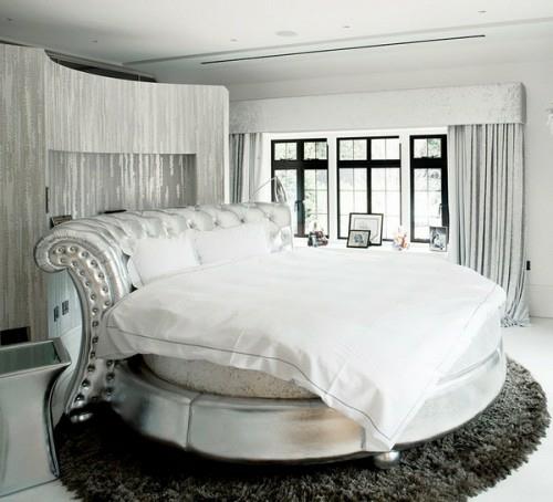 Idées d'intérieur de chambre à coucher anglais gris foncé de luxe moderne tapis doux