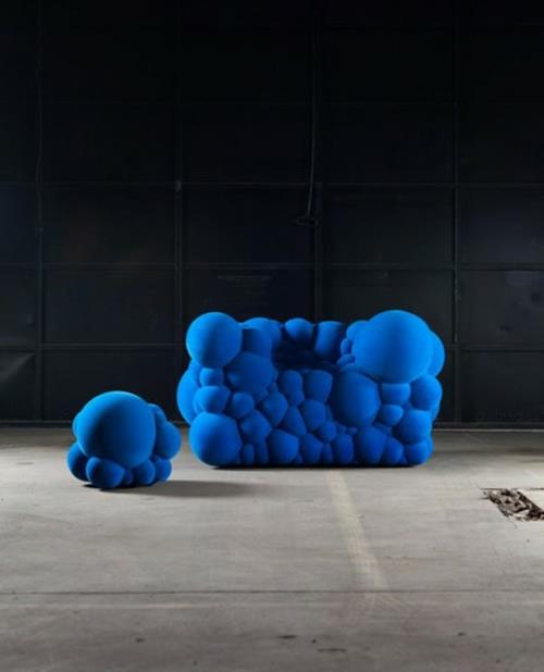 nowoczesne projekty mebli niebieski fotel otomana