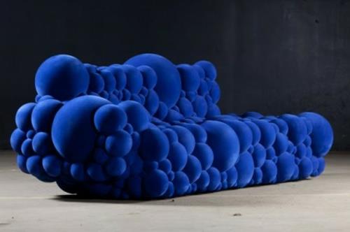 Kolekcja mebli niebieska długa sofa