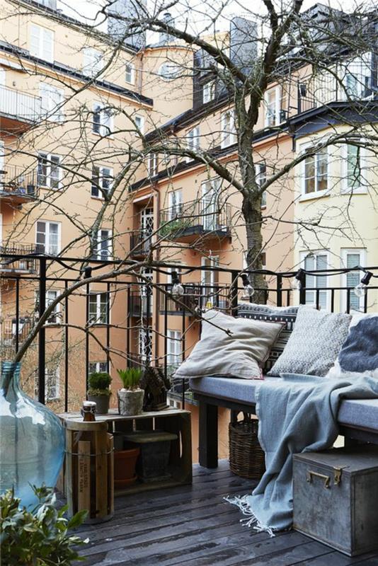 nowoczesne obrazy do projektowania tarasów meble balkonowe używają drewnianych skrzynek