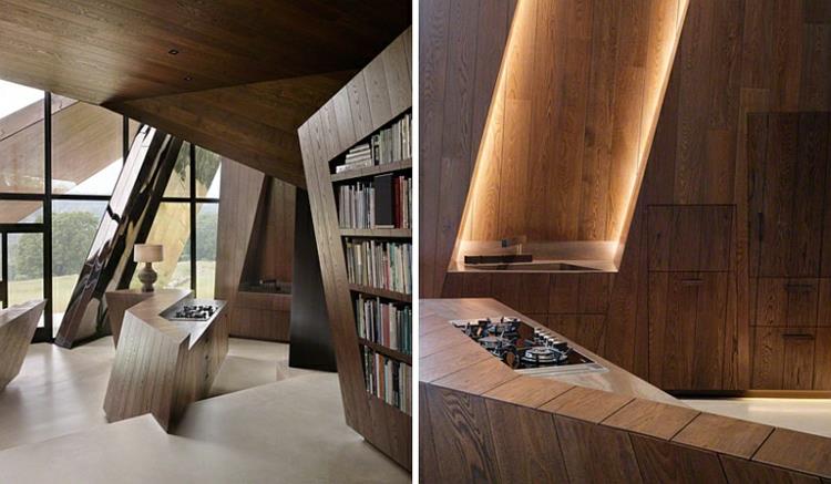 nowoczesna architektura i design meble drewniane dom biblioteka salon