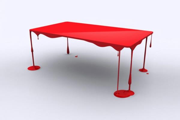 tables design modernes art rouge