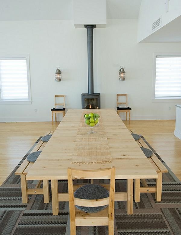 salle à manger moderne de style scandinave table en bois banc en bois chaise en bois