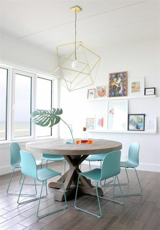 nowoczesne krzesła stoły do ​​jadalni kuchnia jadalnia turkusowe kolory
