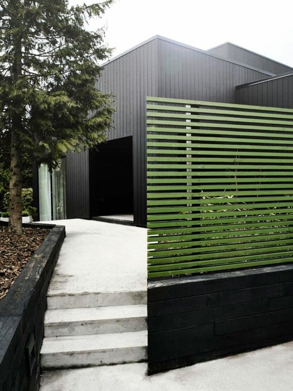 idées de jardin modernes écran d'intimité noir bois vert