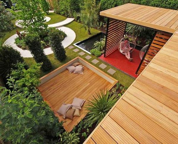 nowoczesne przykłady projektowania ogrodów pergola drewniana