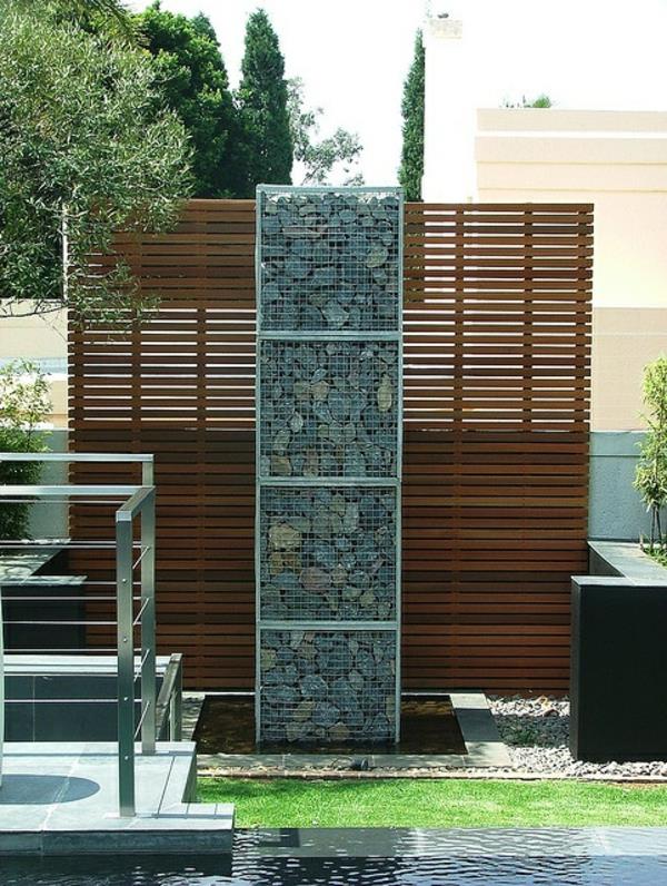 Photos de conception de jardin moderne écran de confidentialité pierres maille métallique