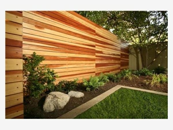 nowoczesny projekt ogrodu drewniany ekran prywatności ściany