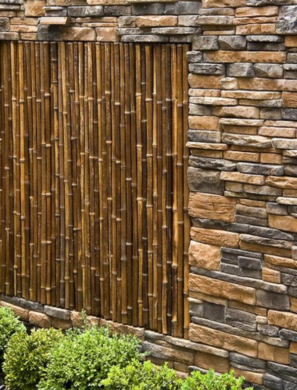 clôtures de jardin modernes design pierres décoratives bambou